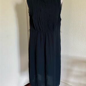 LOFT Navy Pleated Midi Dress